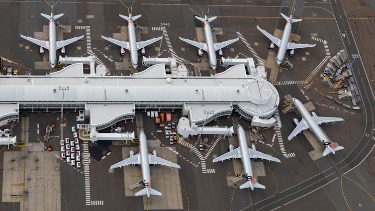 Planes seen parked at Sydney Airport