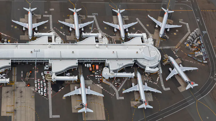 Planes seen parked at Sydney Airport