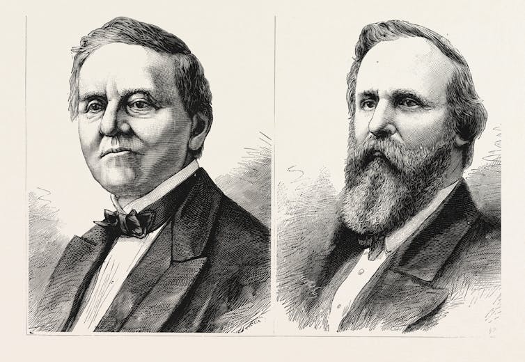 Engraving portraits of two men.
