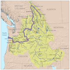 A map of the Columbia River basin.