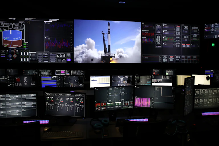 The Rocket Lab mission control room which oversees launches