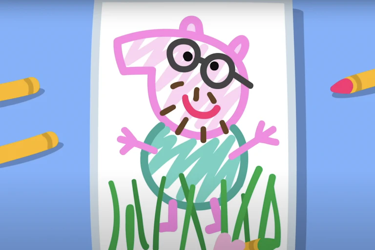 Cartoon drawing of Daddy Pig as featured in a Peppa Pig episode