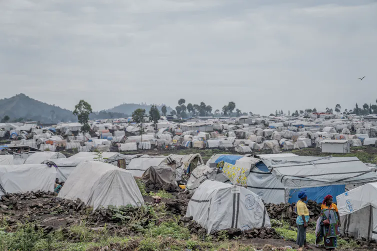A camp for displaced people in the Democratic Republic of Congo.