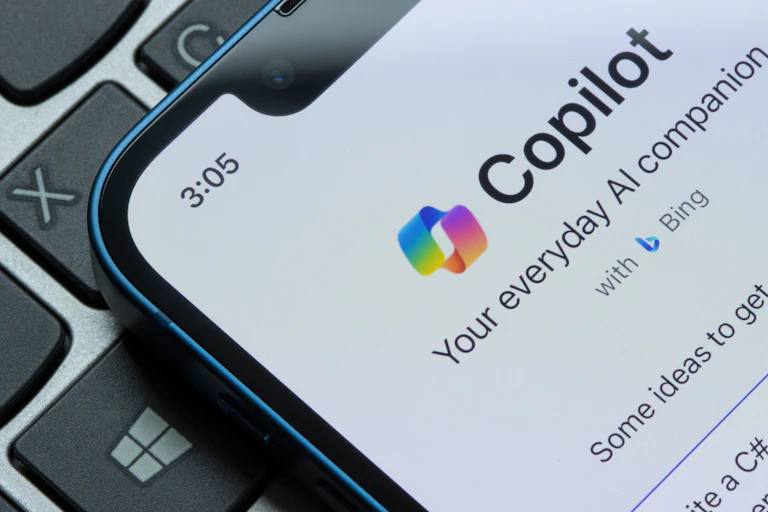 The webpage of Microsoft Copilot as seen on an iPhone.