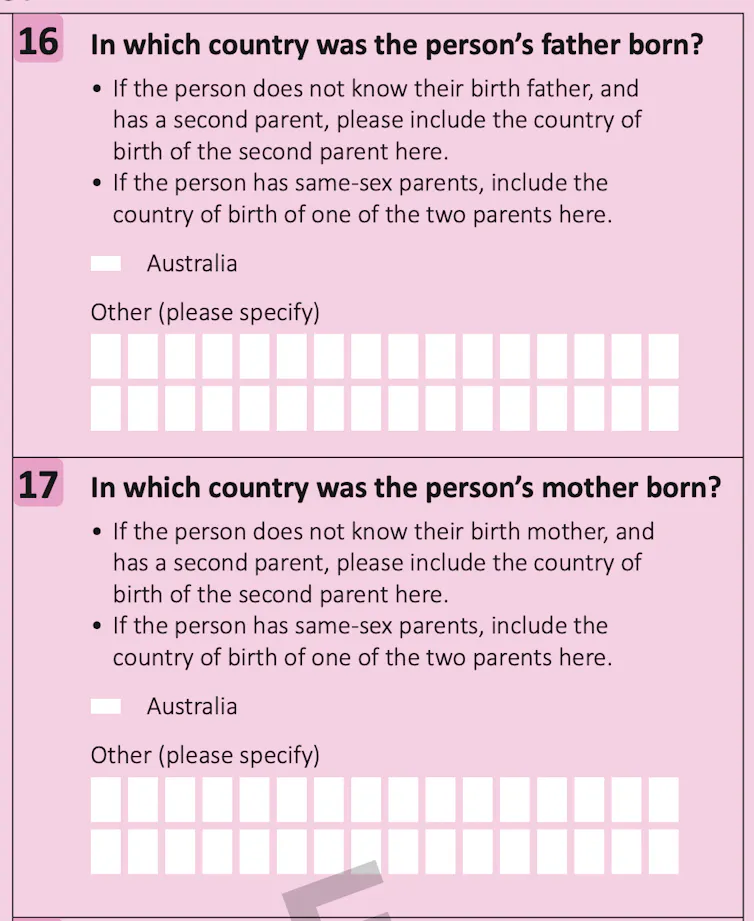 A pink form with boxes to fill in