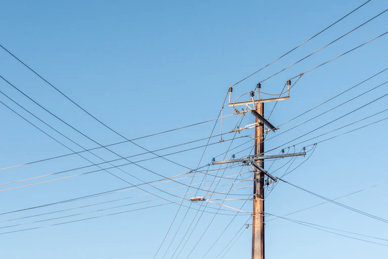 telegraph pole and lines