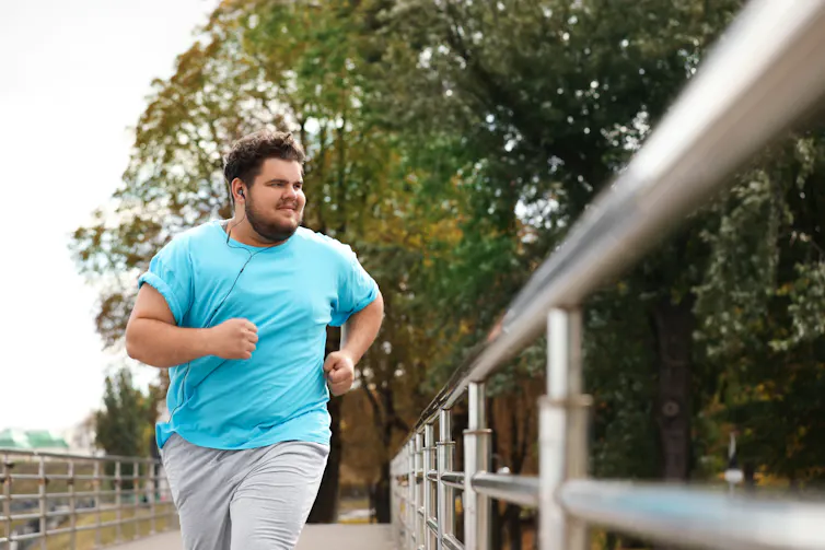 Man out running.