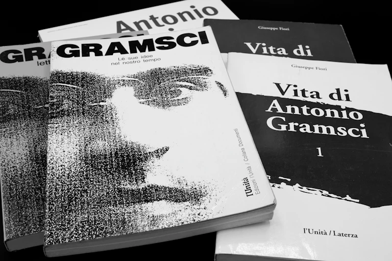 A collection of books about Antonio Gramsci.