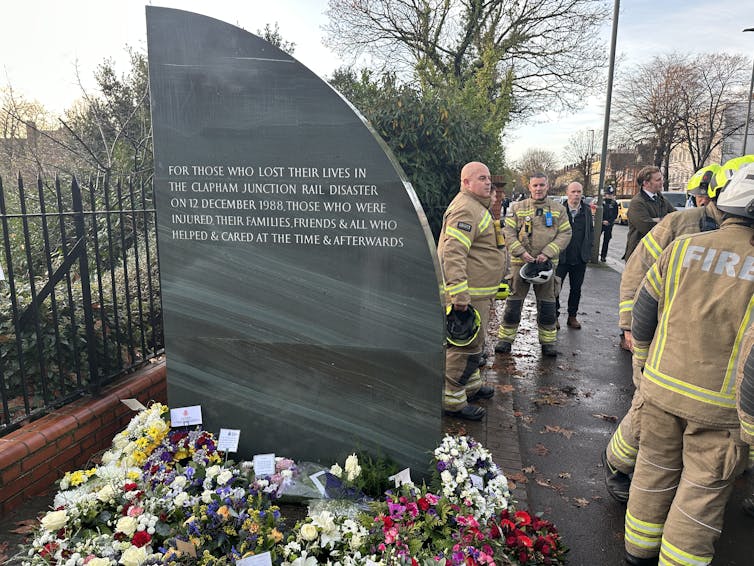 stone memorial for the victims of the Clapham Junction rail crash in 1988