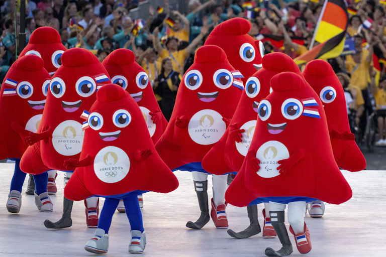 Paris 2024 mascots take over the stage during the Parade of Athletes at the Opening Ceremony of the 2024 Paris Paralympic Games