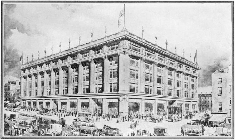 An architect's design for a grand new department store in central London.