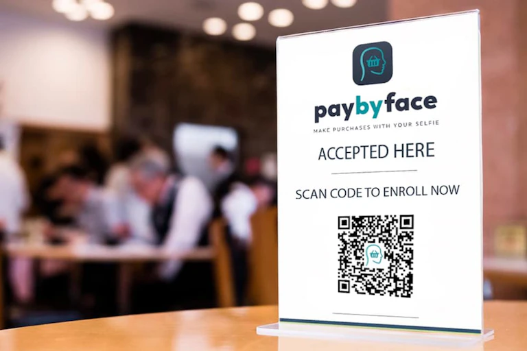 Face payments accepted here sign
