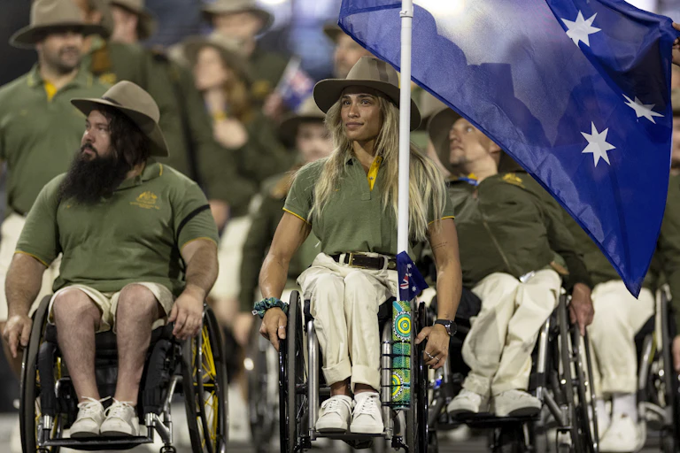 Australian Paralympic athletes enjoy the opening ceremony