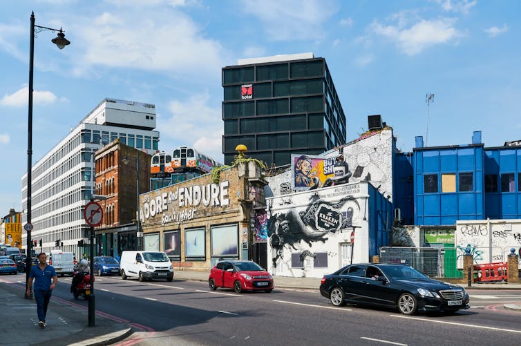 Uma cena urbana do leste de Londres.