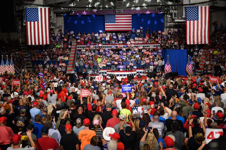 Thousands of Trump supporters attend a campaign rally in Pennsylvania.