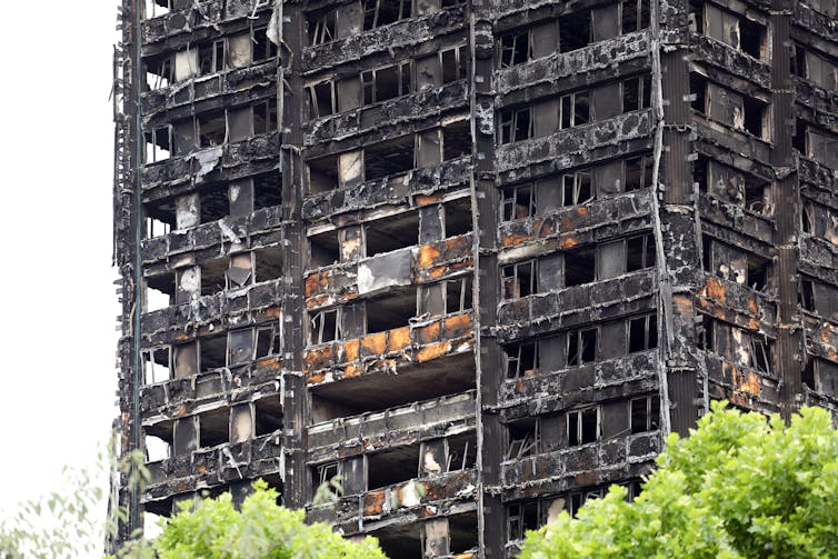 Grenfell Tower following the fire.