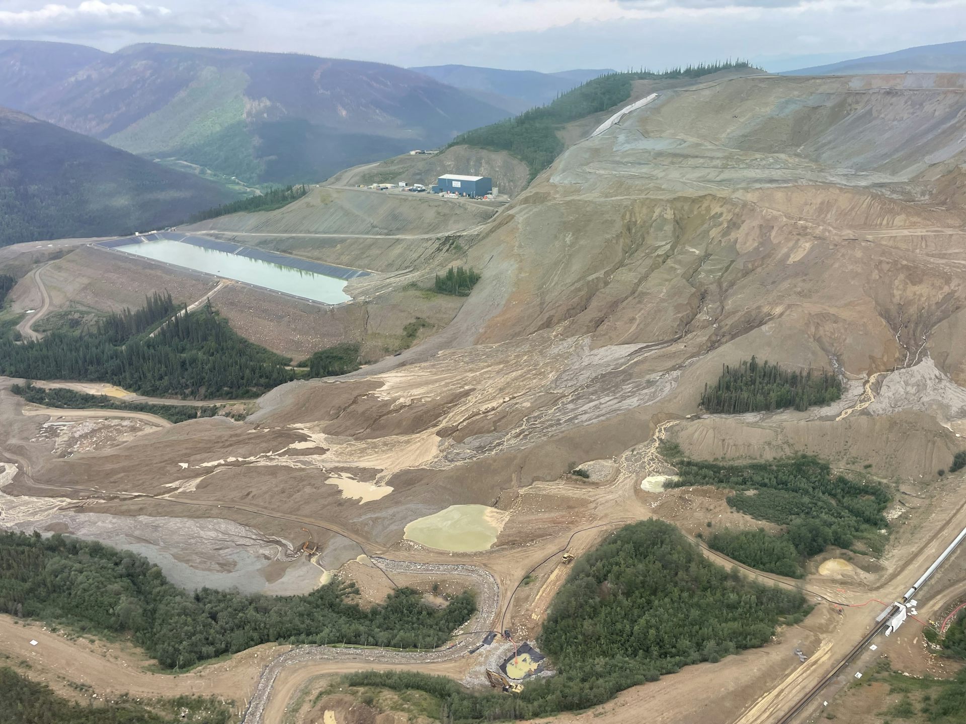 A hard-rock gold mine is seen from above.