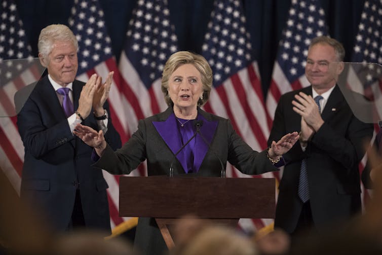 Hillary Clinton speaking to supporters.