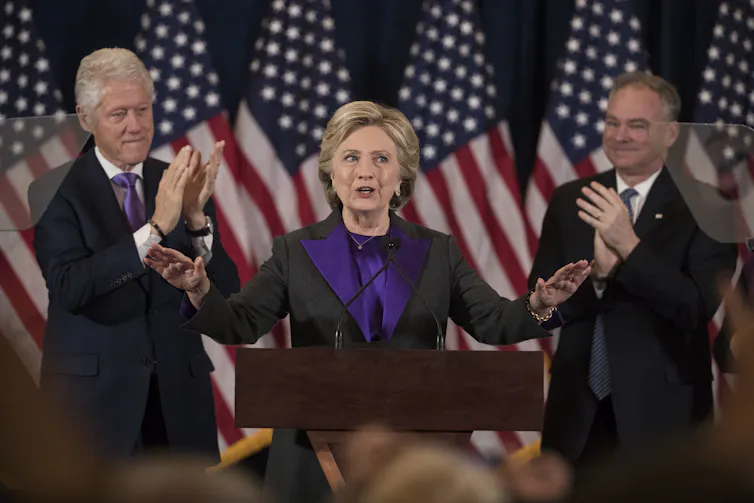 Hillary Clinton speaking to supporters.