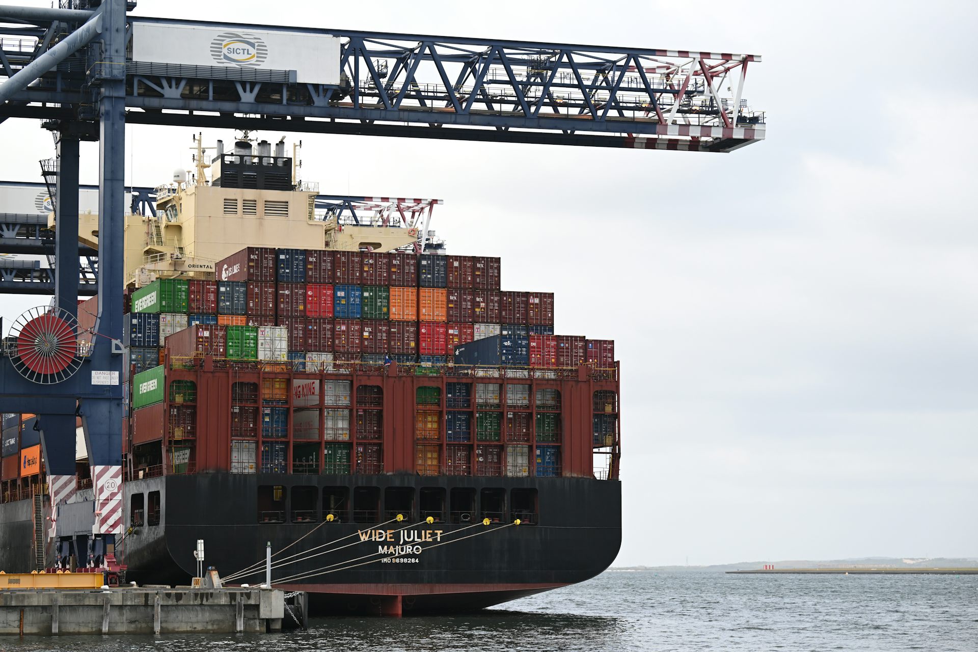 A container ship at port.