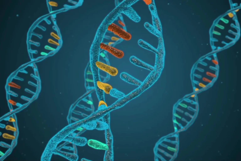 Abstract animated image of DNA strands