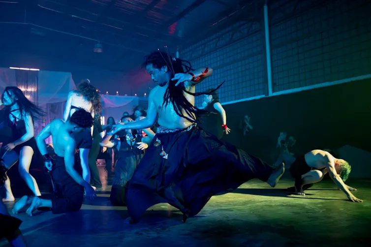 A dancing crowd.