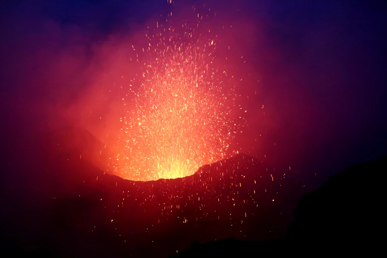 photo of lava erupting