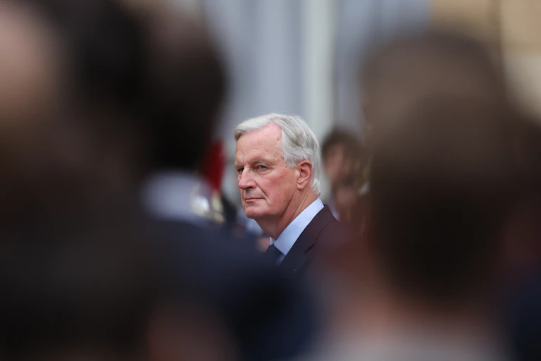Michel Barnier among a crowd