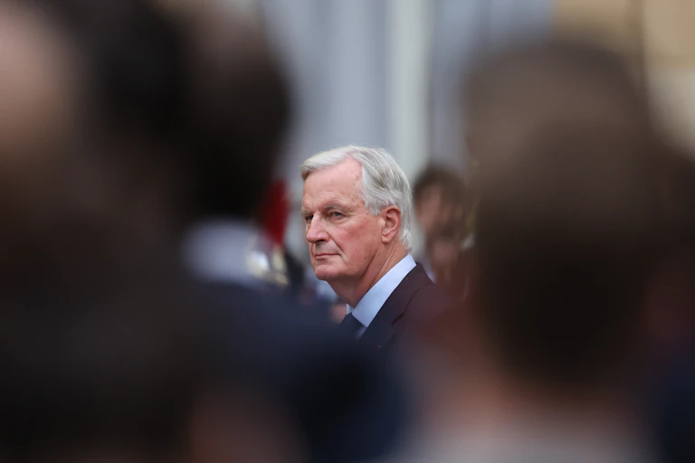 Michel Barnier among a crowd