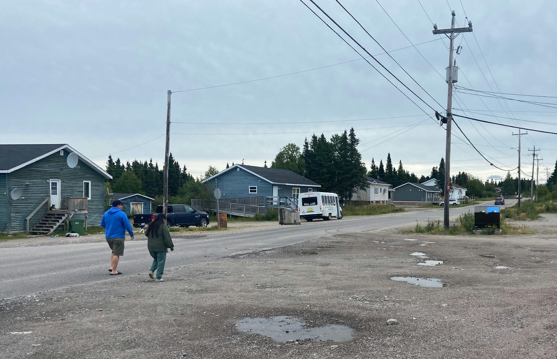 Street view of the government-built Innu settlement, Sheshatshiu.