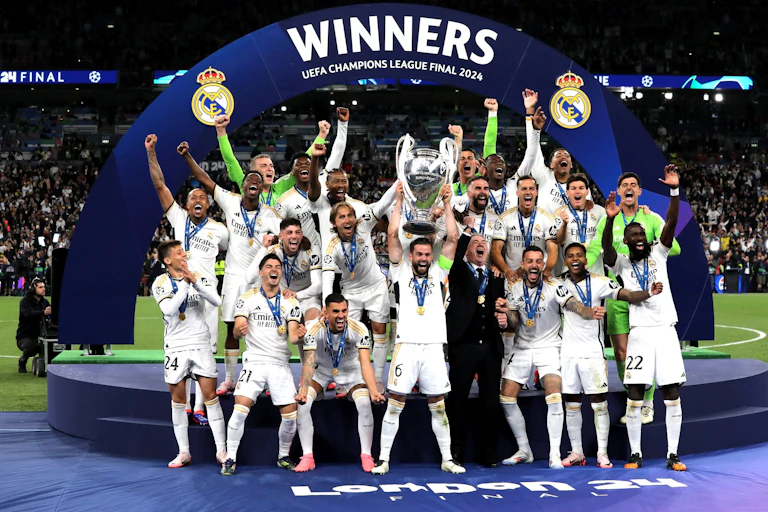 Real Madrid player celebrating.