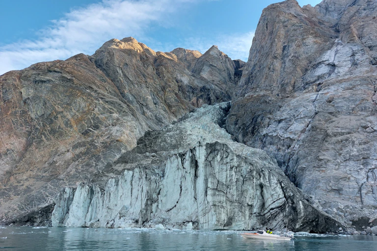 Mountains, ocean, glacier