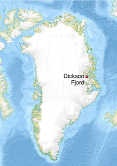Mapa del fiordo Dickson.
