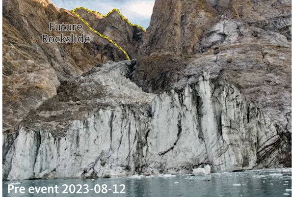 Gif que muestra un deslizamiento de tierra antes y después