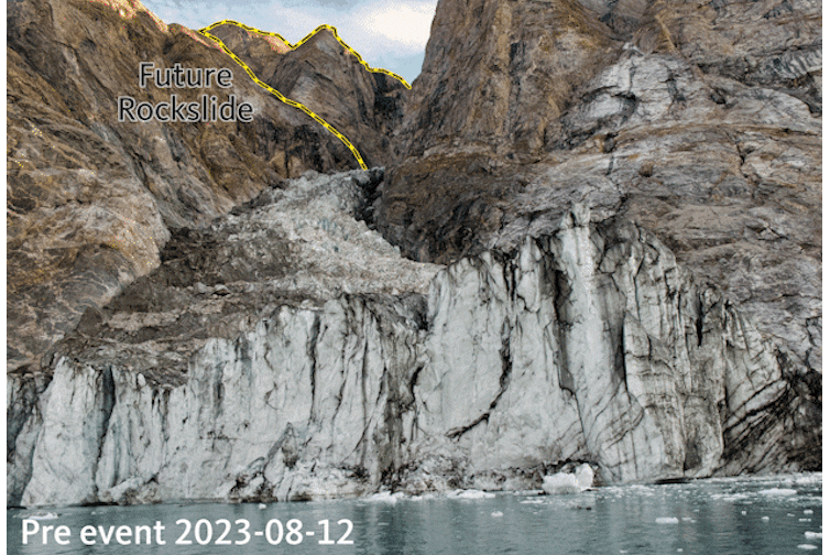 Gif showing landslide before and after