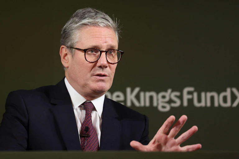 Keir Starmer giving a speech.
