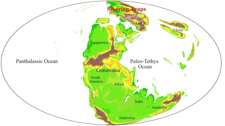 Map of world with one big supercontinent