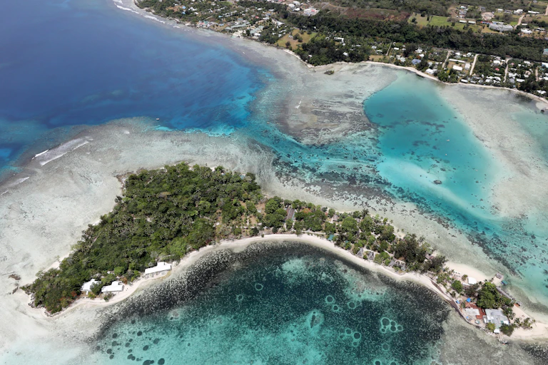 Aerial view of the coastline of Port Vila in Vanuatu.