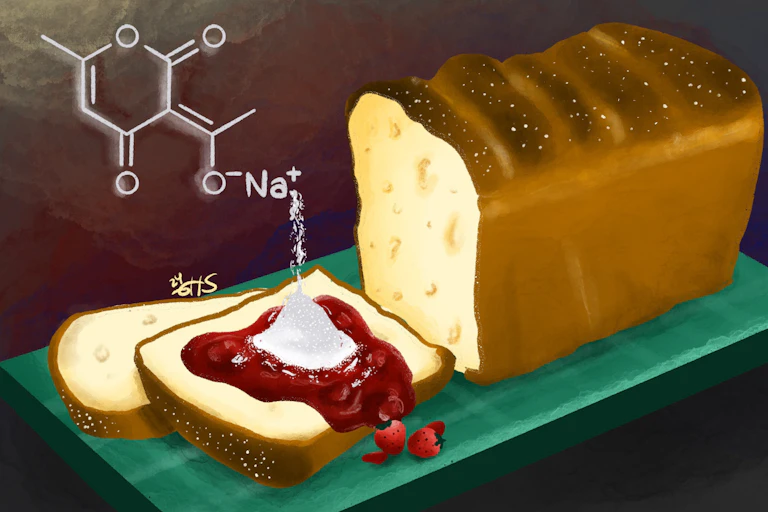 Ilustrasi sodium dehidroasetat sebagai pengawet makanan.
