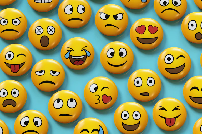 many emojis denoting cartoonish emotions