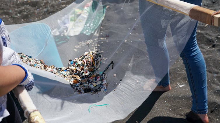 microplastic and debris on large sheet