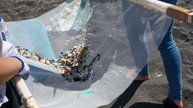 microplastic and debris on large sheet
