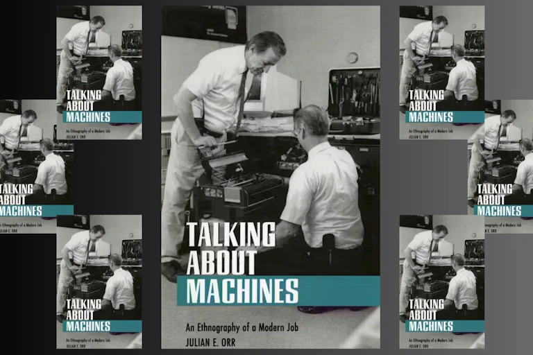 composite of book covers for Talking About Machines by Julian E Orr