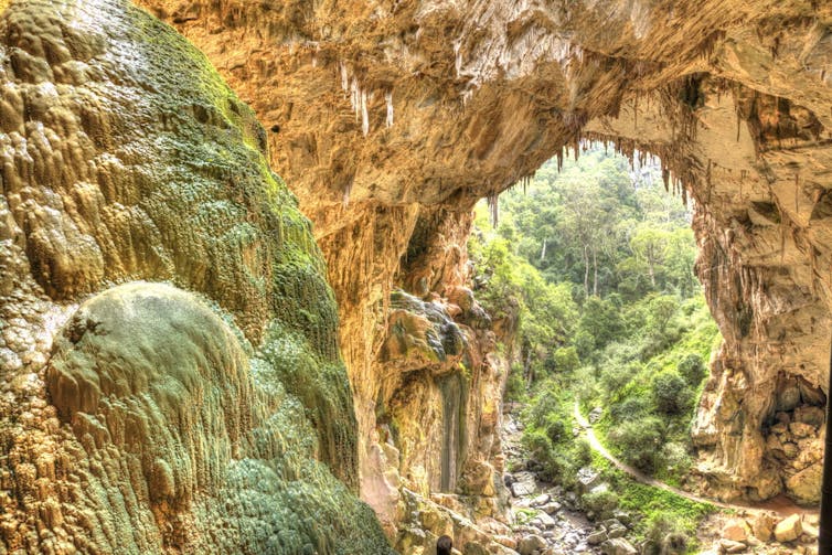 Photo of a complex eroded cave landscape