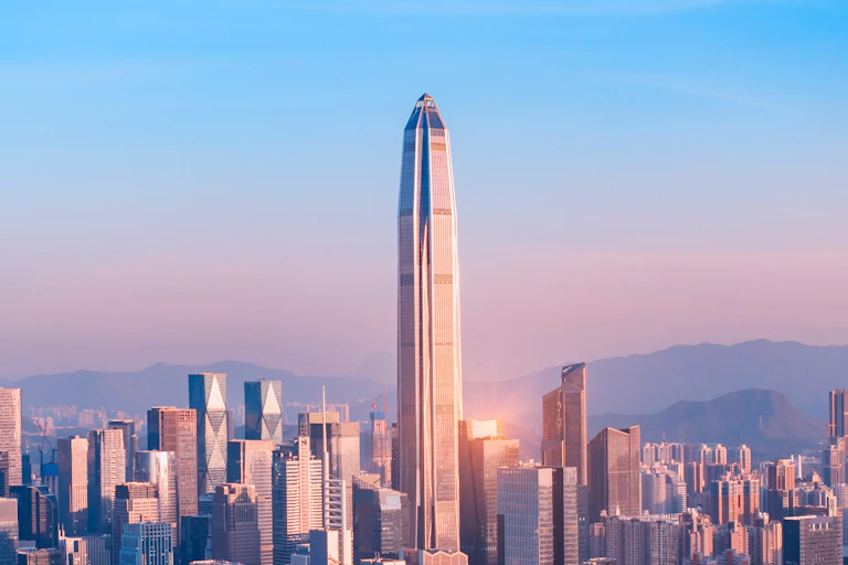 Aerial view of skyline in Shenzhen, a major city in China