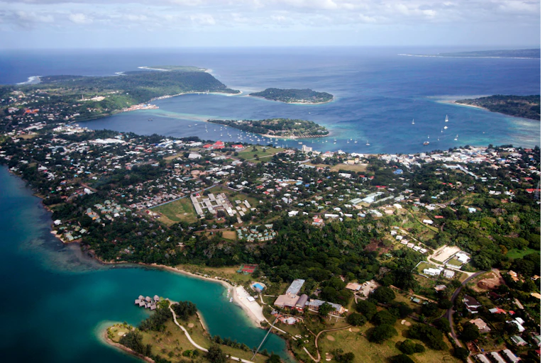 An aerial view of Port Vila, Vanuatu.