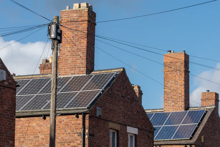 Solar panels on terraced houses.