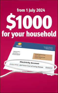 Queensland gvernment electricity rebate advertisement
