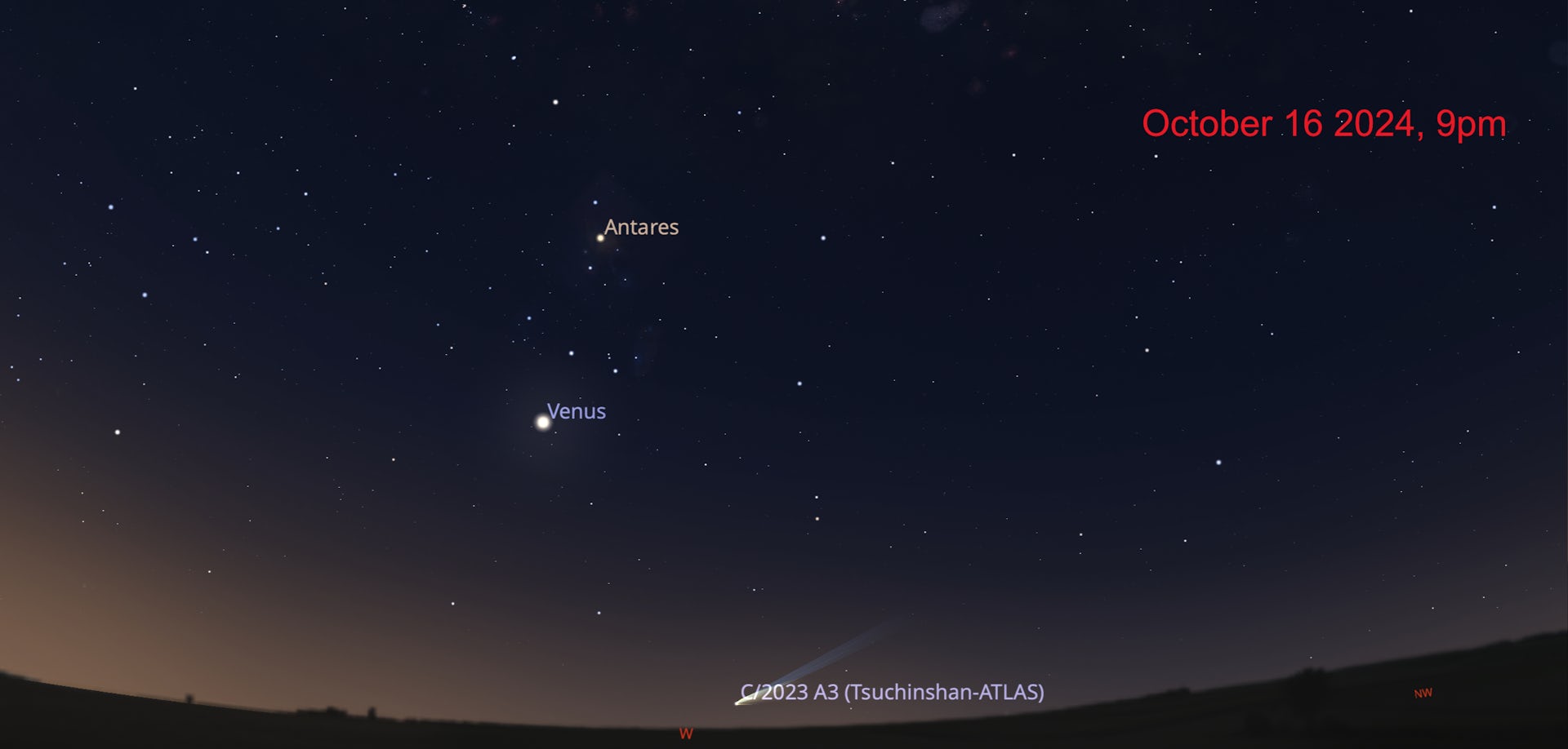 Christchurch Tsuchinshan-ATLAS October 16 evening position