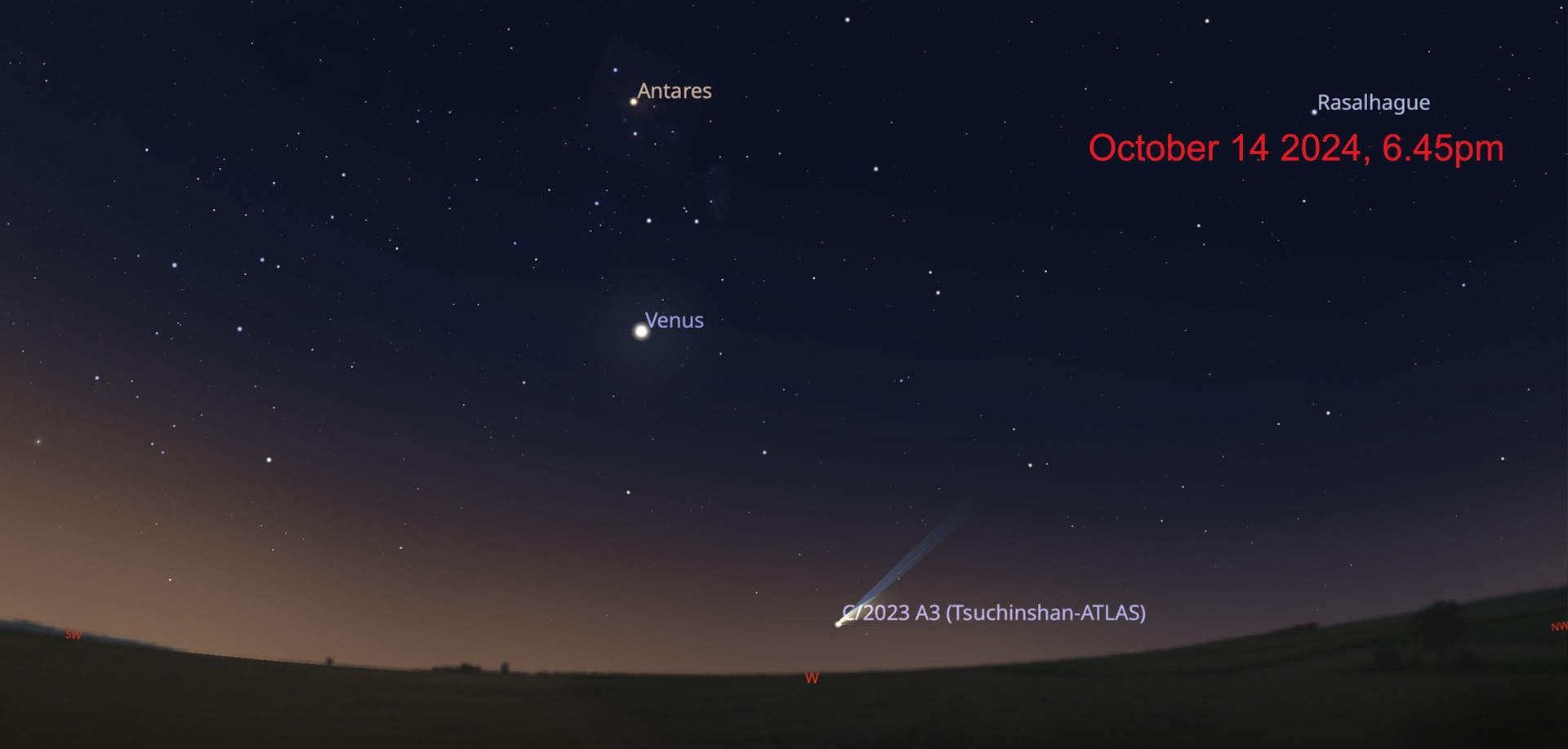 Brisbane Tsuchinshan-ATLAS October 14 evening position